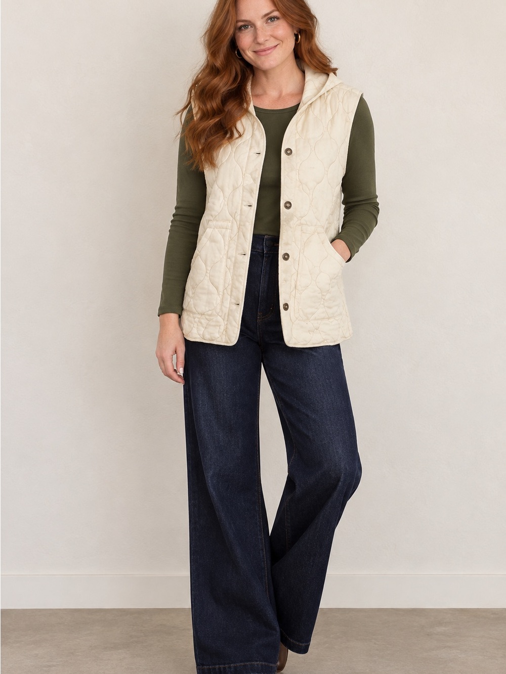 By Together Cream Scoop Neck Sweater